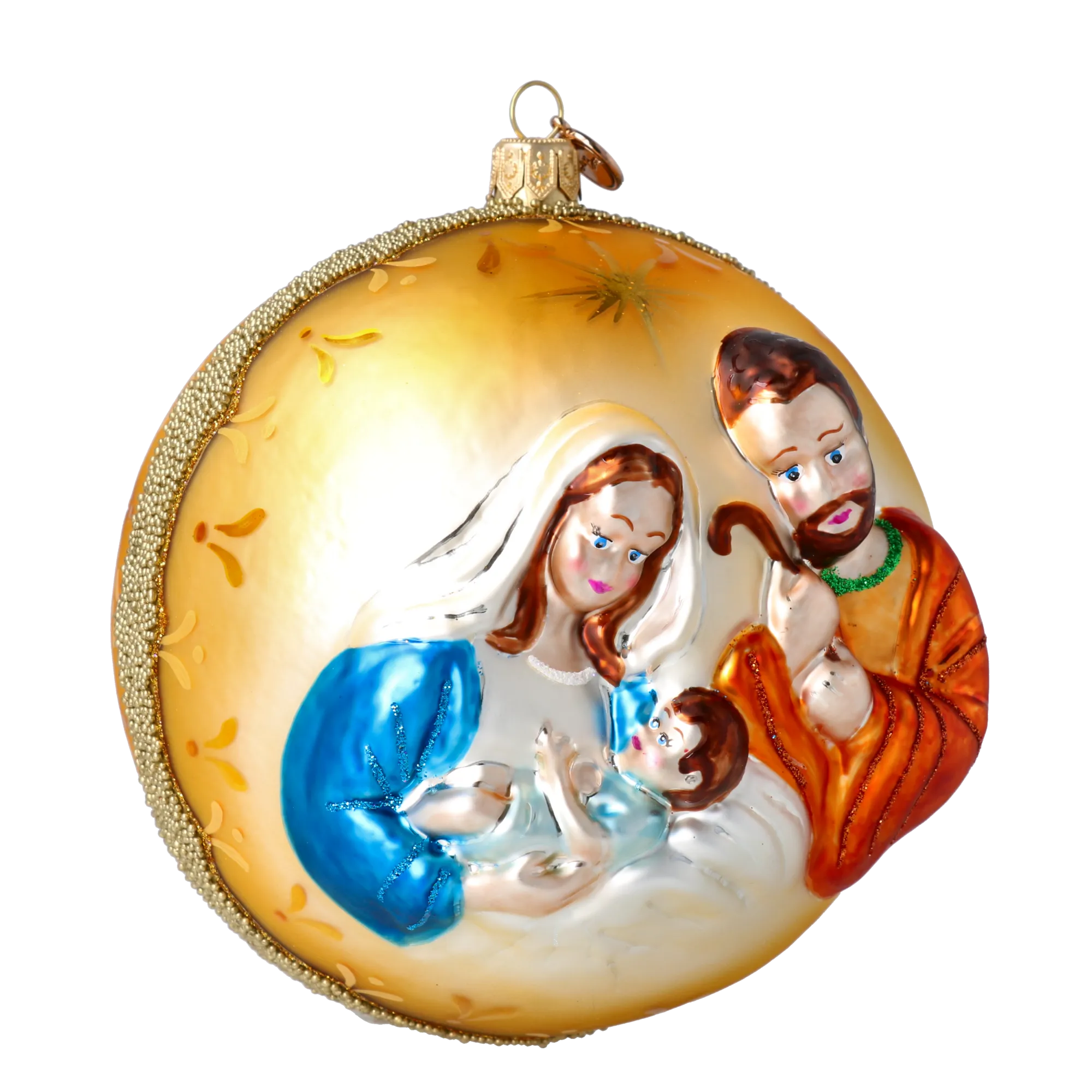 Golden Holy Family Premium christmas glass ornament 2022-067
