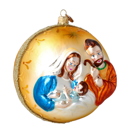 Golden Holy Family Premium christmas glass ornament 2022-067