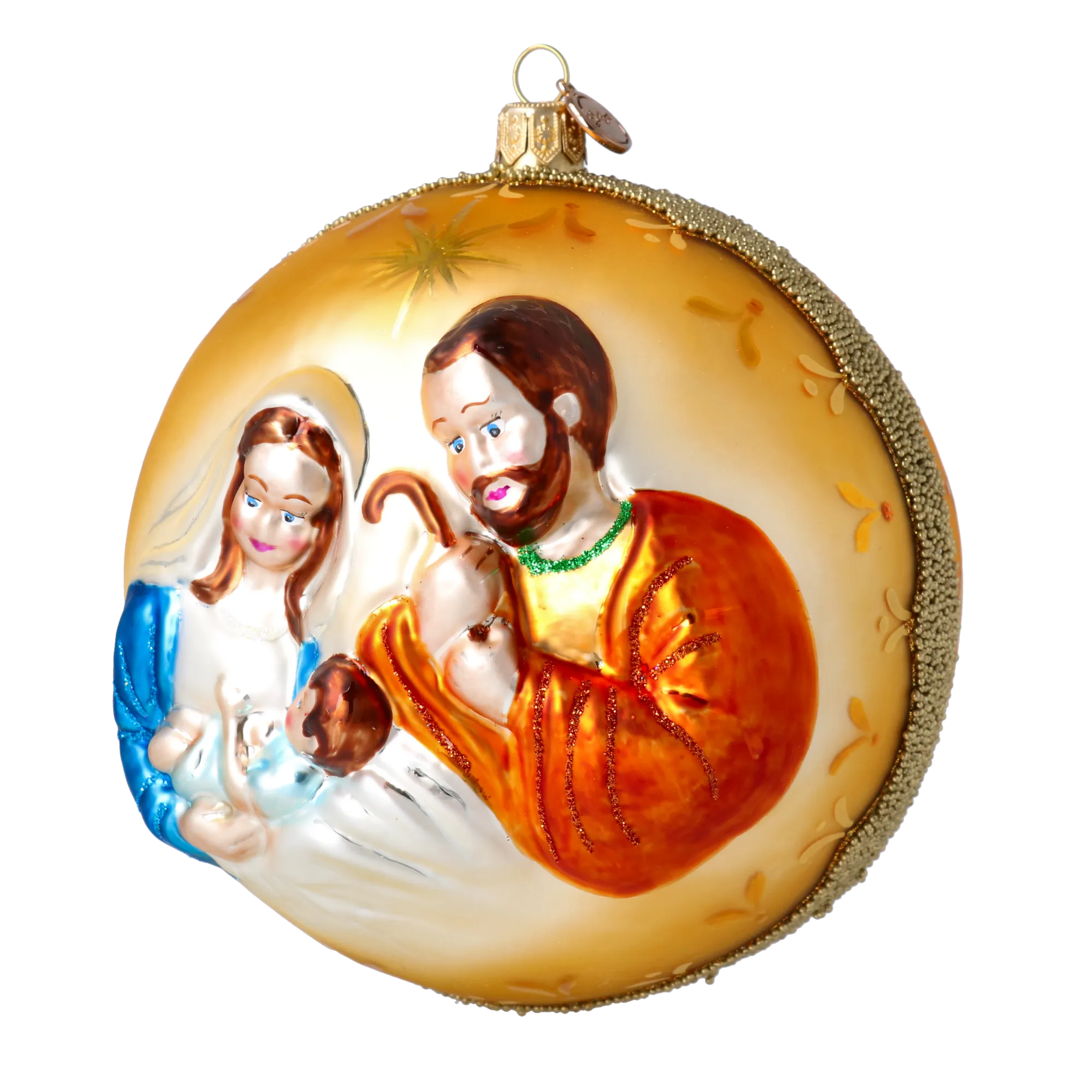 Golden Holy Family Premium christmas glass ornament 2022-067