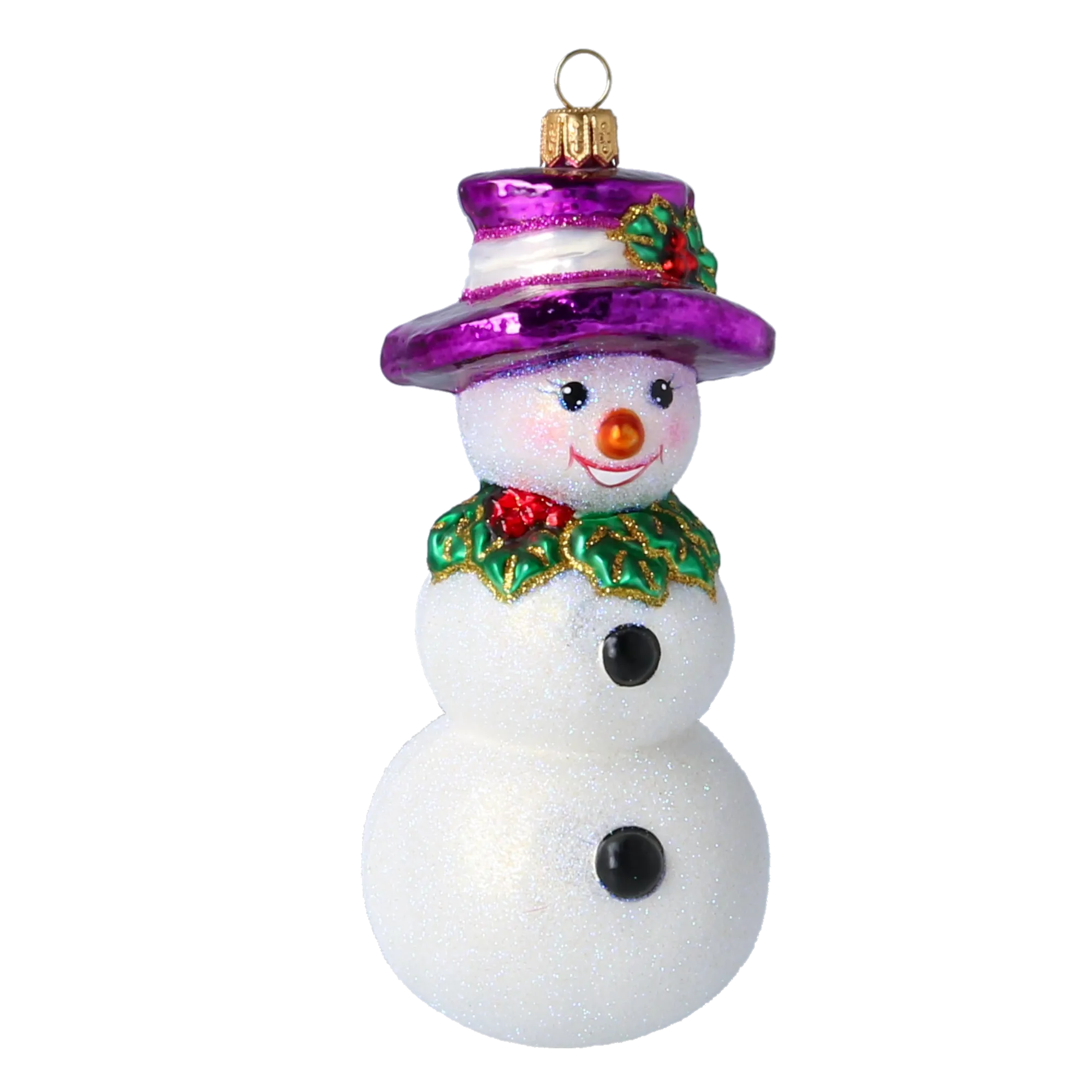 Holly Jolly Frosty Snowman .Handmade Glass Christmas ornament 2022-070