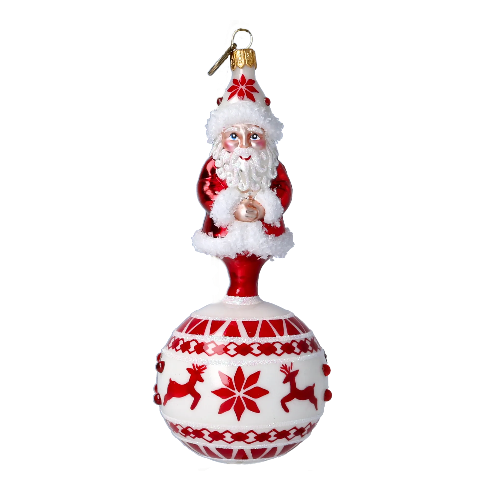 Scandi Santa Ornament Ornament Handmade Glass Christmas ornament 2022-076