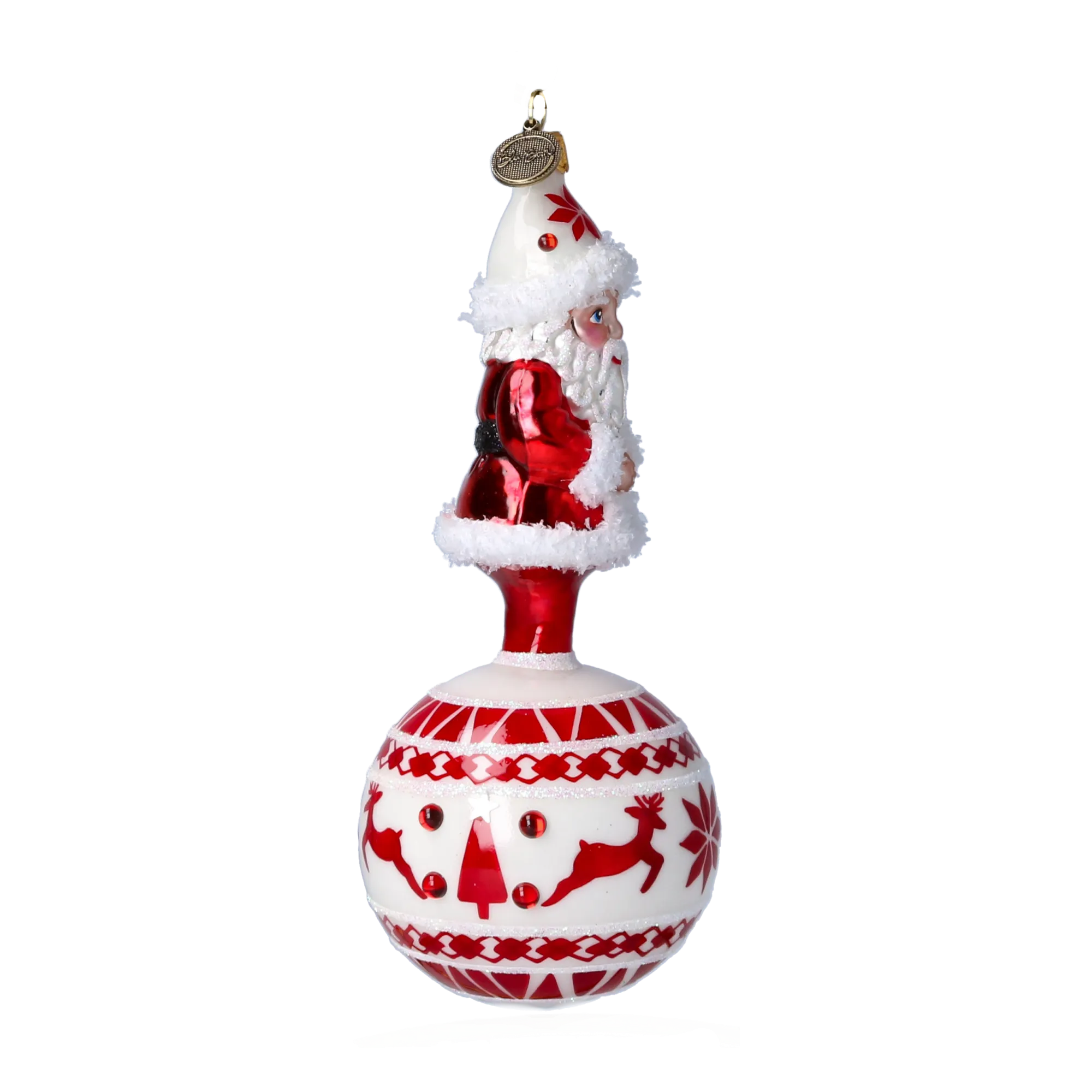 Scandi Santa Ornament Ornament Handmade Glass Christmas ornament 2022-076