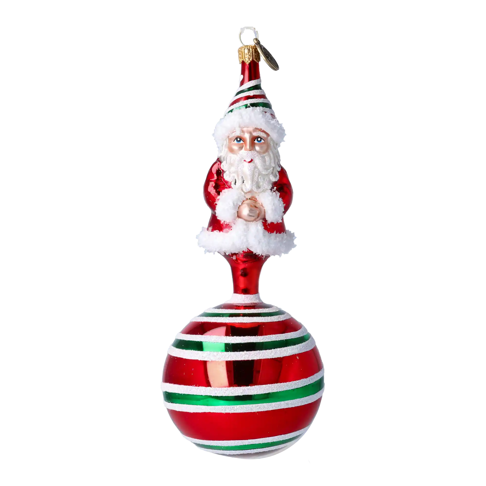 Ręcznie wykonana szklana ozdoba świąteczna Mikołaj z laski cukrowej