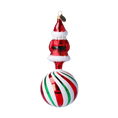 Load image into Gallery viewer, Peppermint Swirl Santa Ornament Handmade Glass Christmas ornament
