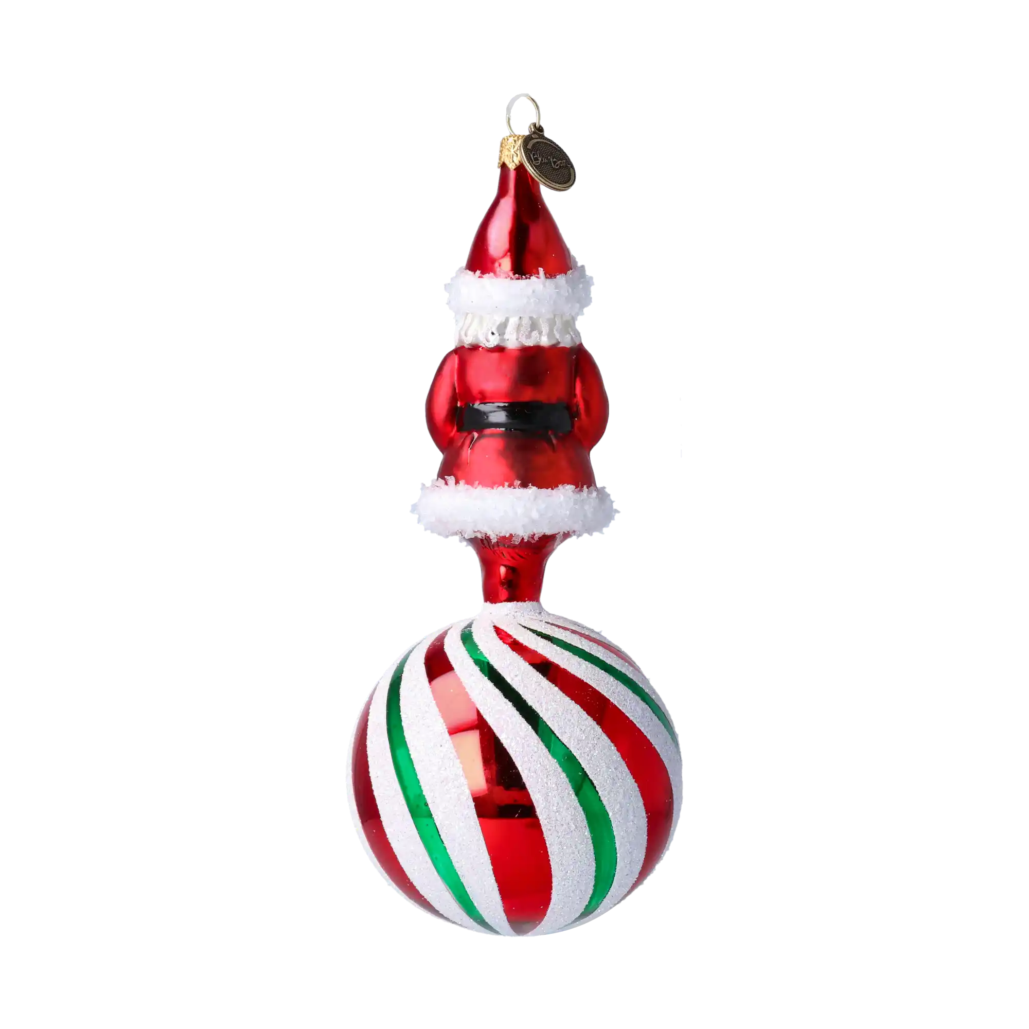Peppermint Swirl Santa Ornament Handmade Glass Christmas ornament