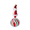 Load image into Gallery viewer, Peppermint Swirl Santa Ornament Handmade Glass Christmas ornament
