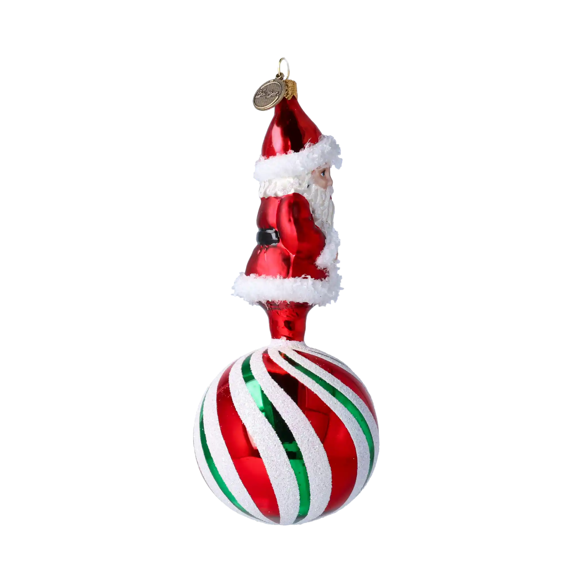 Peppermint Swirl Santa Ornament Handmade Glass Christmas ornament