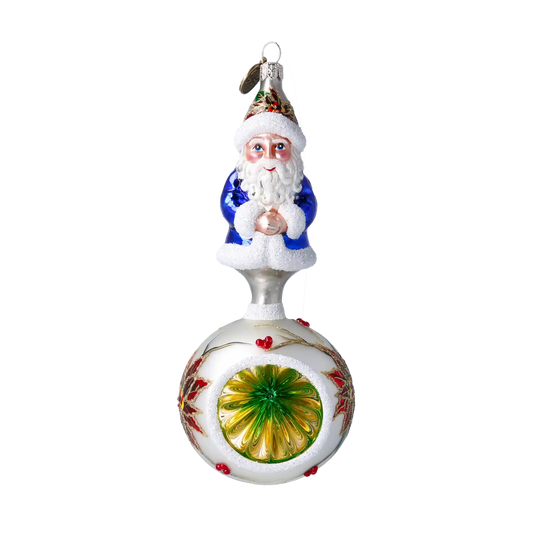 Mikołaj Na Kuli z Gwiazdą Betlejemską Szklana Ozdoba