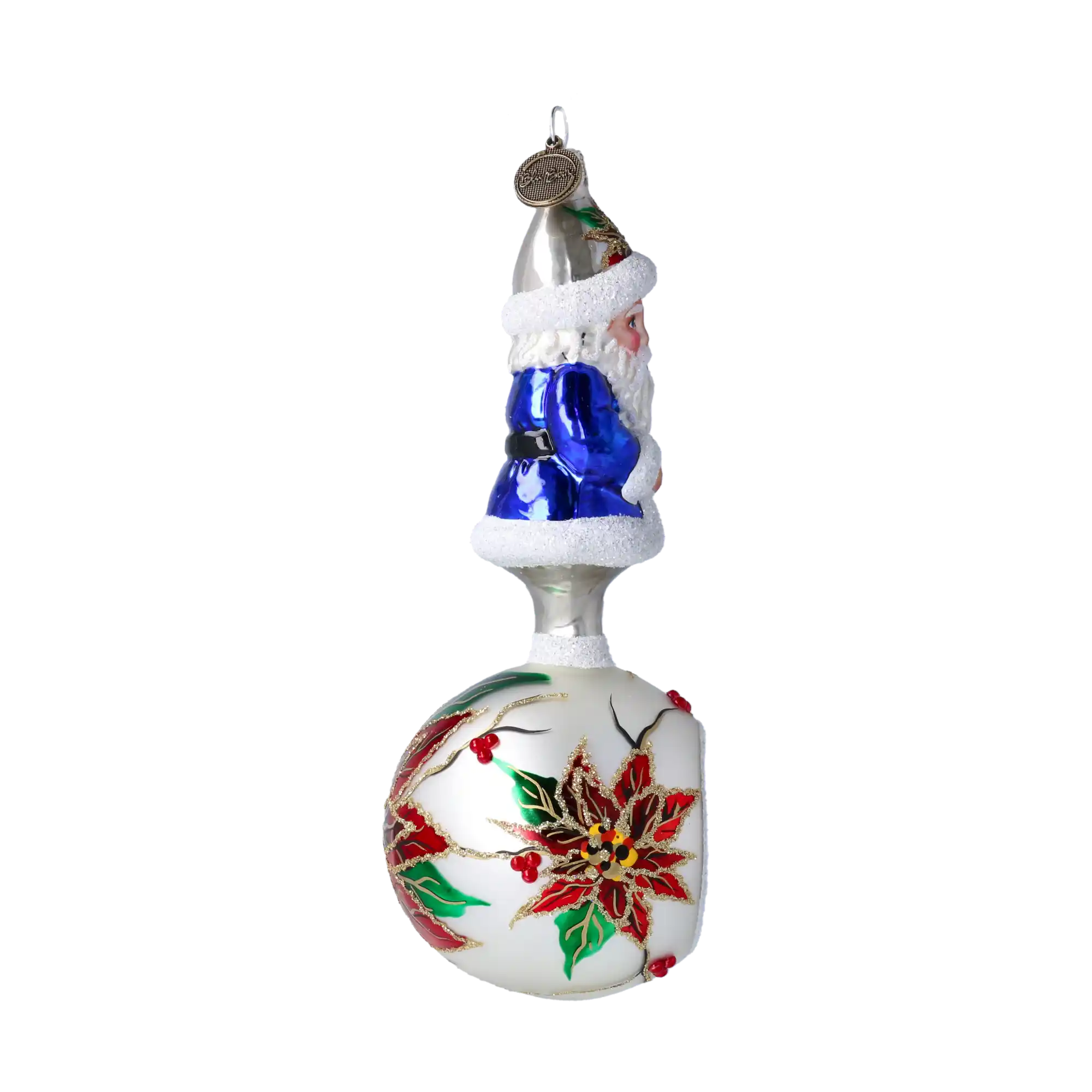 Mikołaj Na Kuli z Gwiazdą Betlejemską Szklana Ozdoba