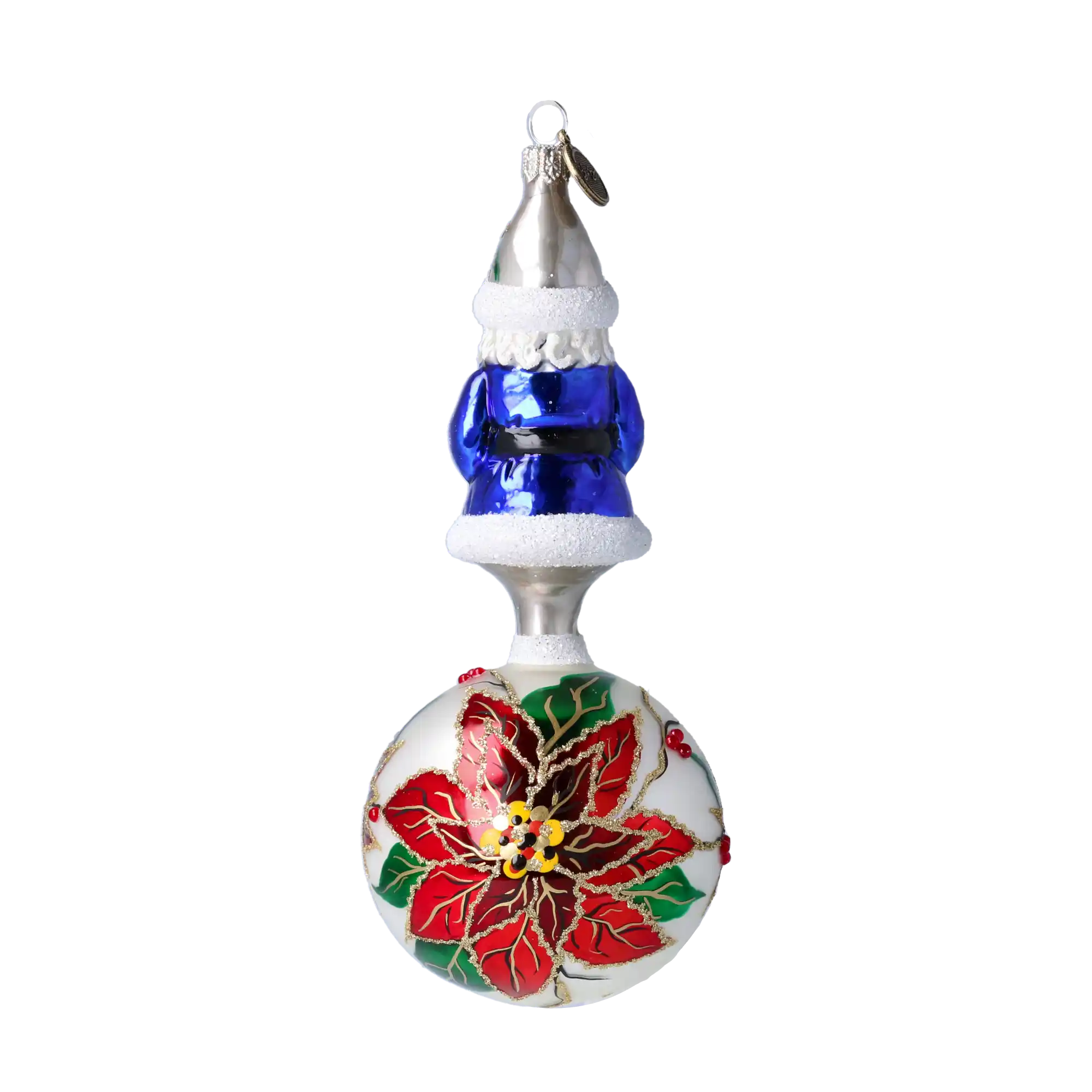 Mikołaj Na Kuli z Gwiazdą Betlejemską Szklana Ozdoba