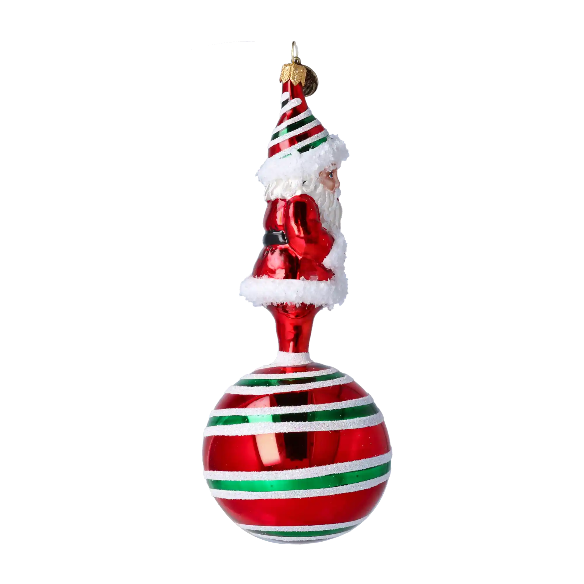 Ręcznie wykonana szklana ozdoba świąteczna Mikołaj z laski cukrowej