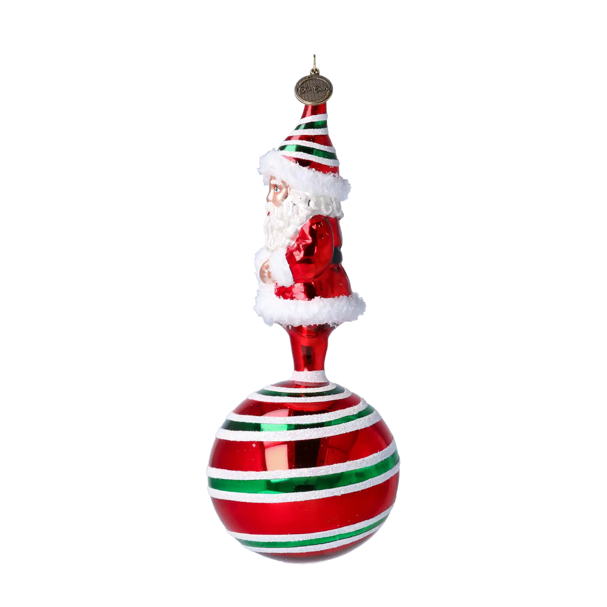 Ręcznie wykonana szklana ozdoba świąteczna Mikołaj z laski cukrowej