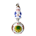 Załaduj obraz do przeglądarki galerii, Wintry Blue Santa Ornament Handmade Glass Christmas ornament 2022-077

