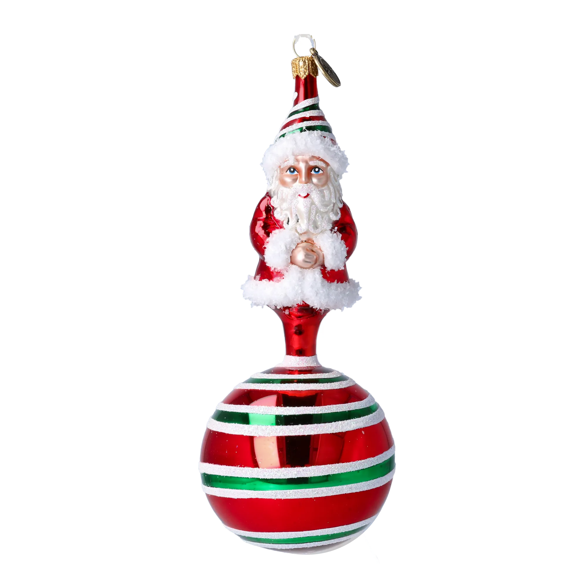 Candy Cane Santa Ornament Ornament Ornament Handmade Glass Christmas ornament 2022-079