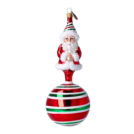 Candy Cane Santa Ornament Ornament Ornament Handmade Glass Christmas ornament 2022-079
