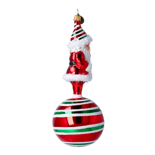 Candy Cane Santa Ornament Ornament Ornament Handmade Glass Christmas ornament 2022-079