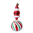 Załaduj obraz do przeglądarki galerii, Peppermint Swirl Santa Ornament Handmade Glass Christmas ornament 2022-080
