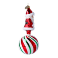 Załaduj obraz do przeglądarki galerii, Peppermint Swirl Santa Ornament Handmade Glass Christmas ornament 2022-080
