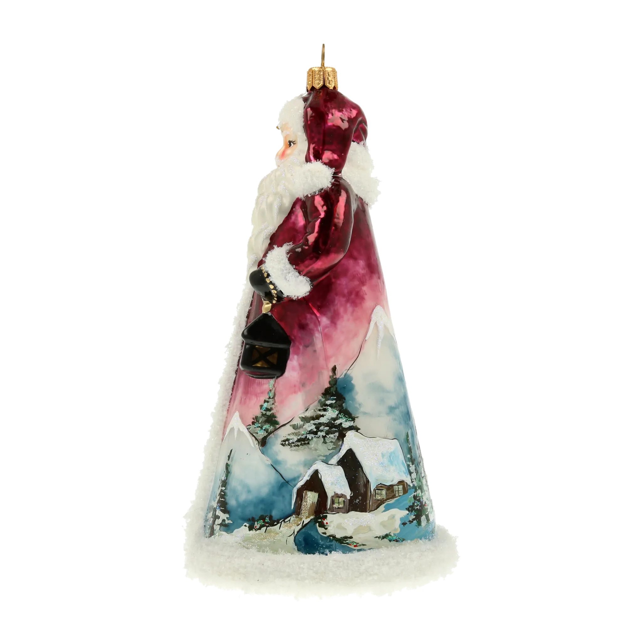 Santa with Lantern Handmade Glass Christmas ornament 2022-082