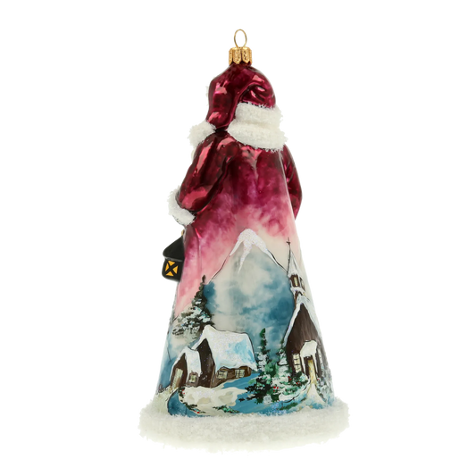 Santa with Lantern Handmade Glass Christmas ornament 2022-082
