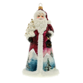 Load image into Gallery viewer, Santa with Lantern Handmade Glass Christmas ornament 2022-082
