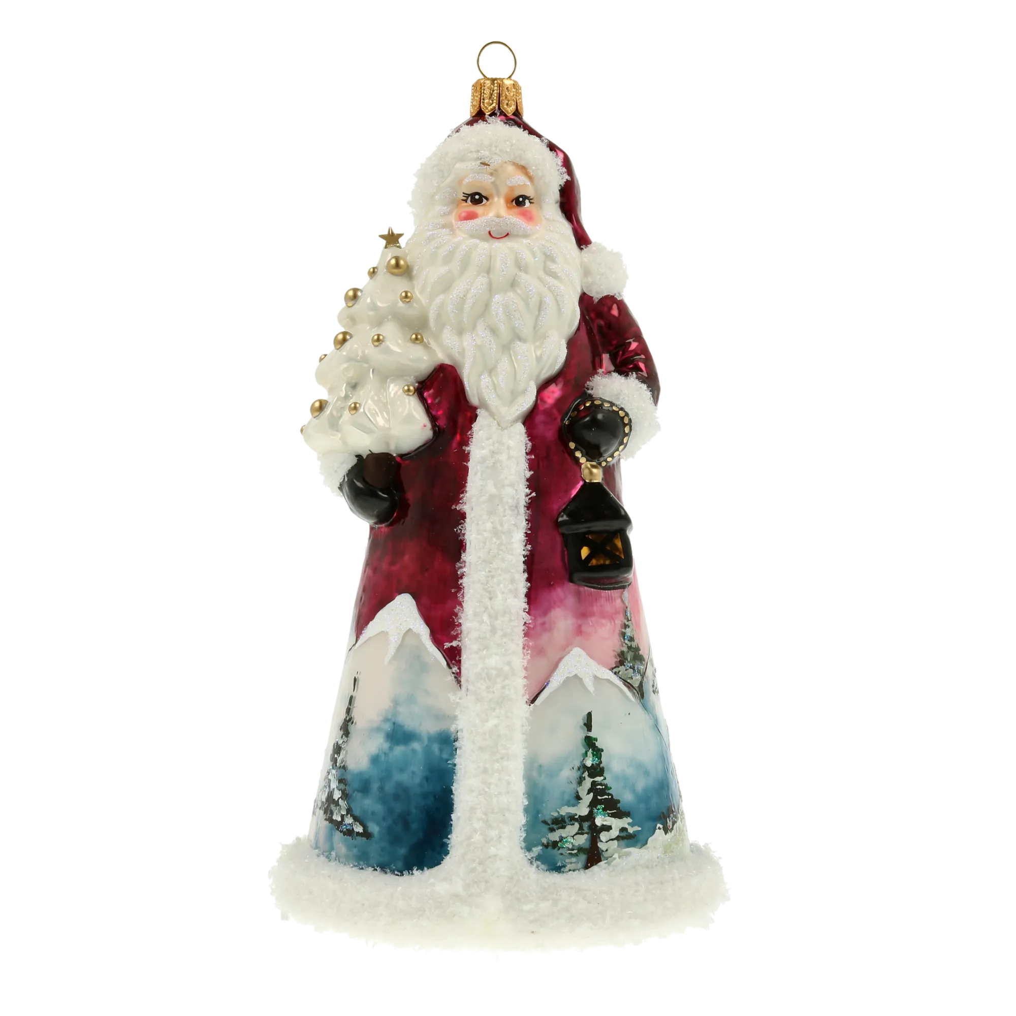 Santa with Lantern Handmade Glass Christmas ornament 2022-082