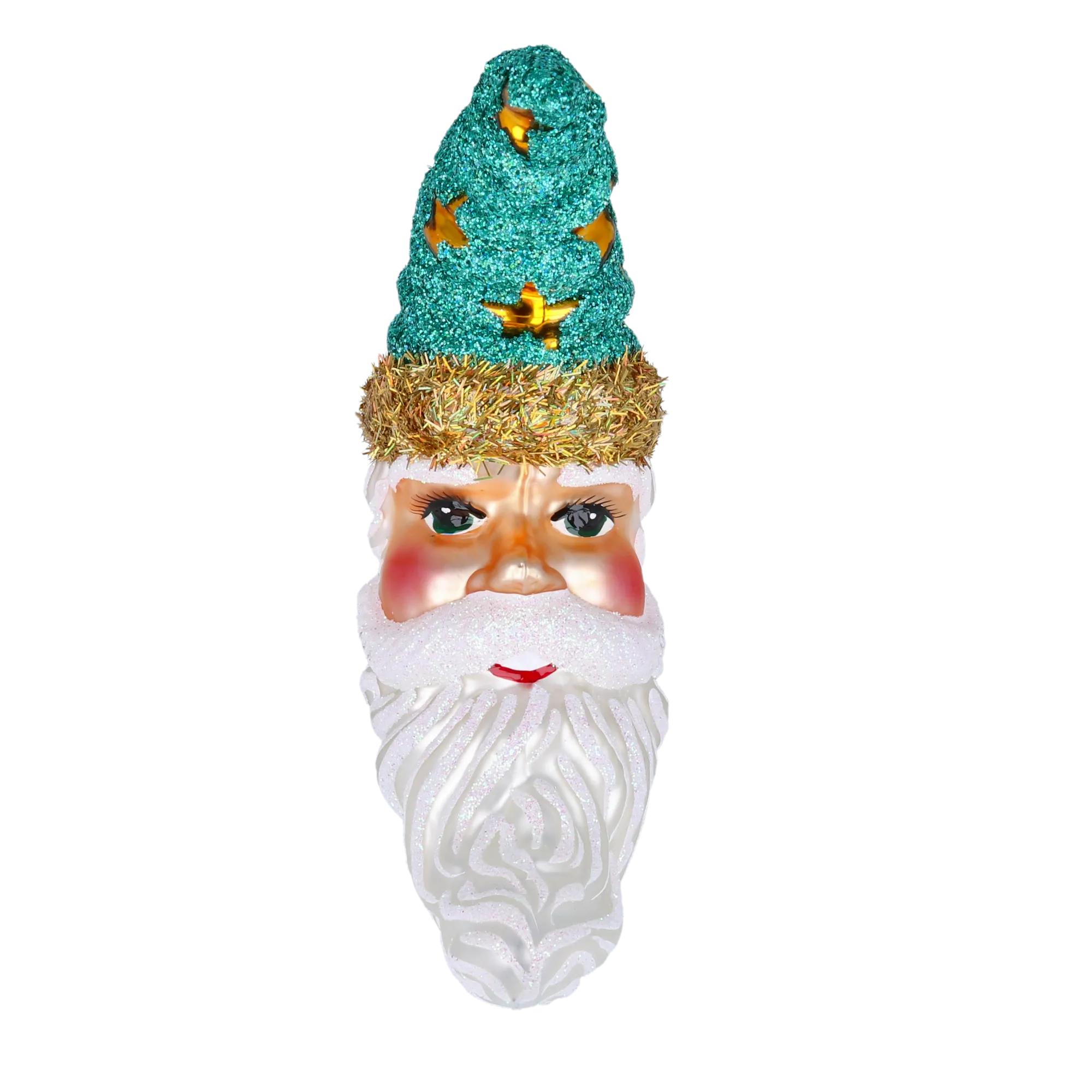 Celestial Turquoise Moon Santa Premium christmas glass ornament 2022-091