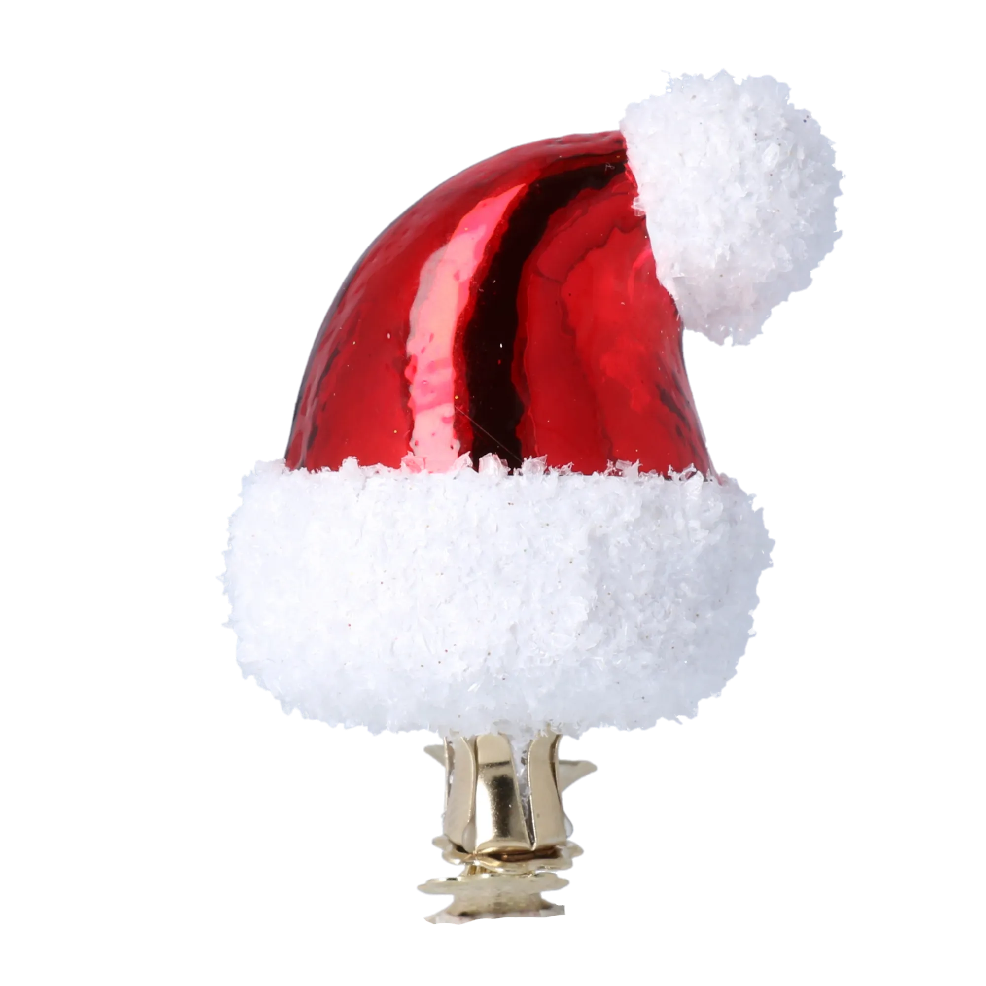 Scarlet Frosted Santa Hat Premium christmas glass ornament 2022-103