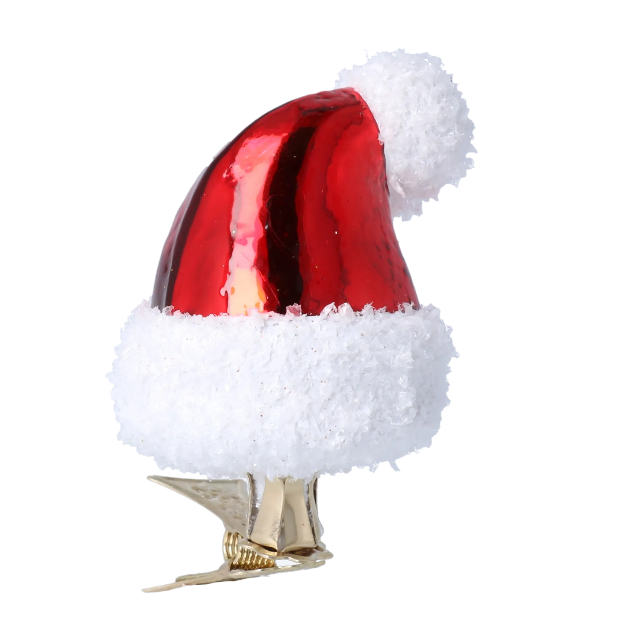 Scarlet Frosted Santa Hat Premium christmas glass ornament 2022-103