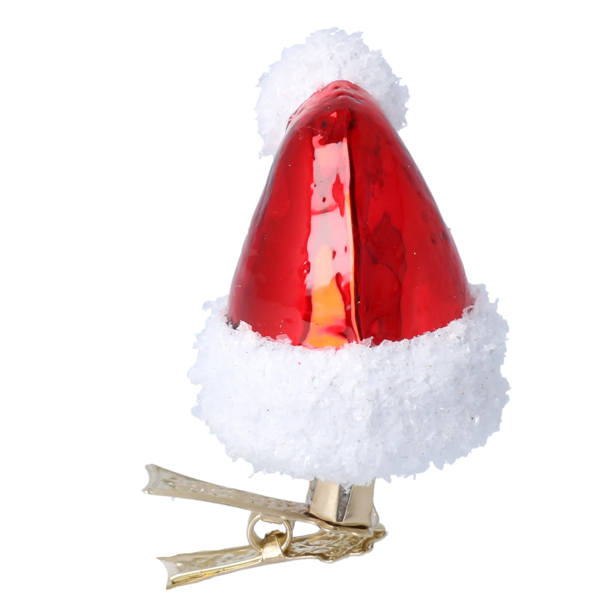 Scarlet Frosted Santa Hat Premium christmas glass ornament 2022-103