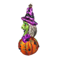 Load image into Gallery viewer, Witch on a Pumpkin. Handmade Glass Christmas ornament. 2022-115
