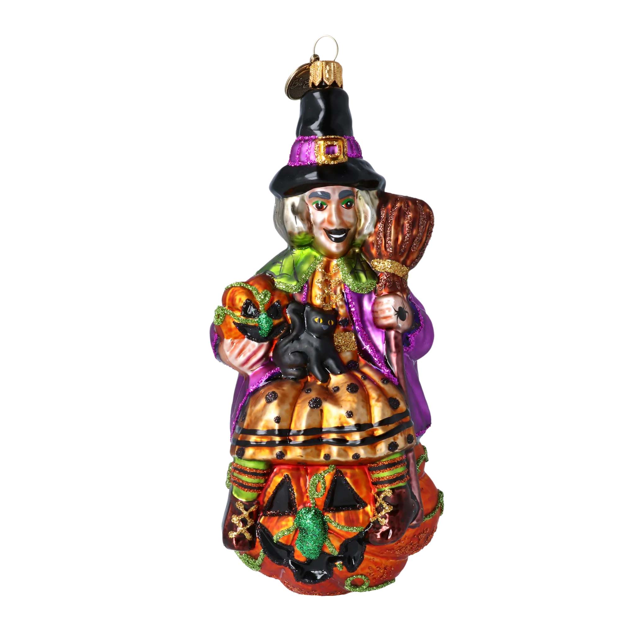 Pumpkin Witch - Charms and Spells. Handmade Glass Christmas ornament. 2022-116