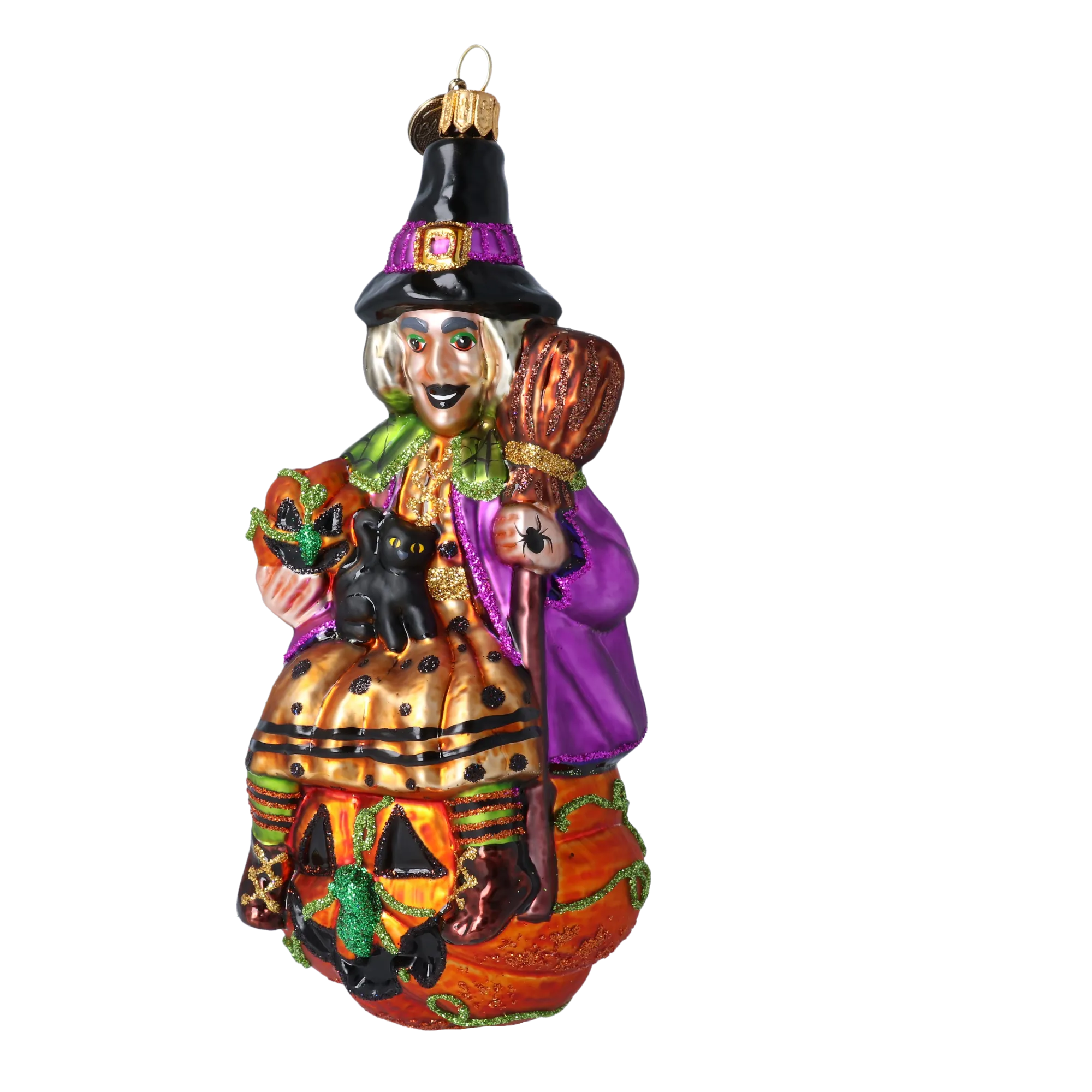 Pumpkin Witch - Charms and Spells. Handmade Glass Christmas ornament. 2022-116