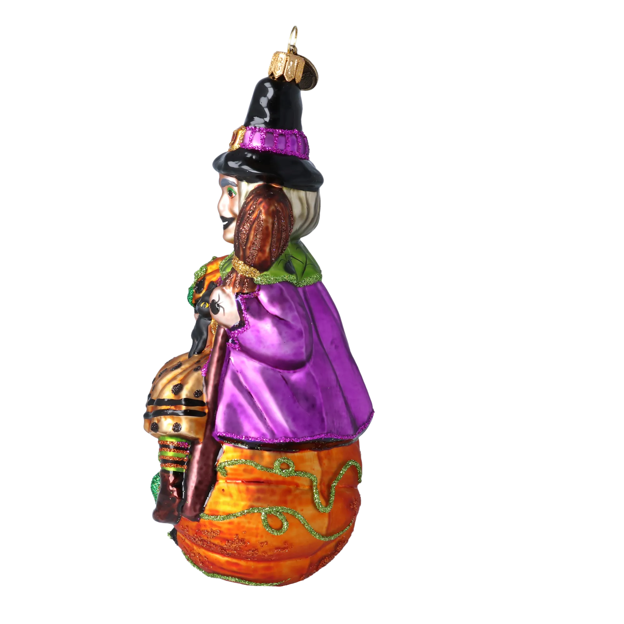 Pumpkin Witch - Charms and Spells. Handmade Glass Christmas ornament. 2022-116