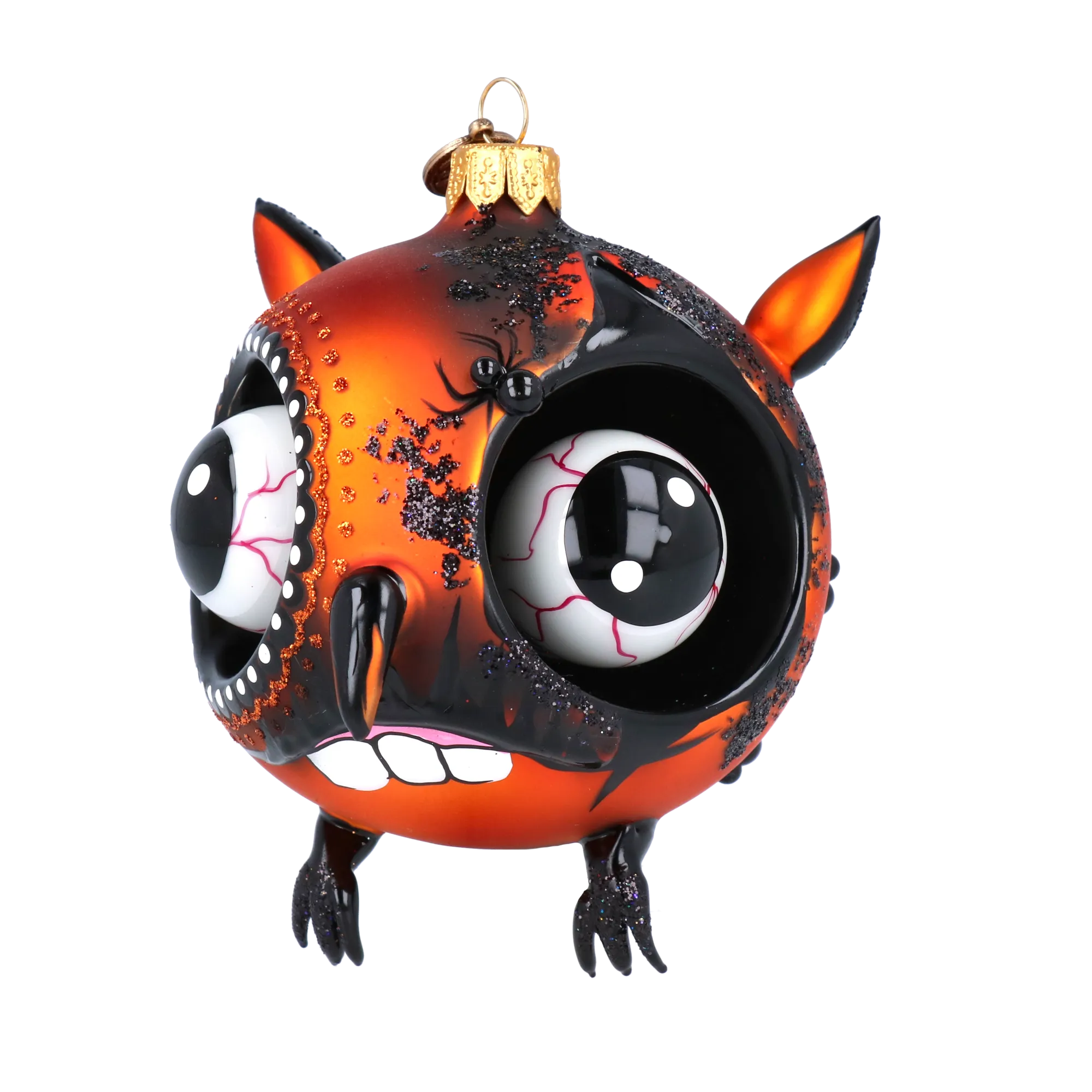 Dark Owl- Guardian of the Night.. Handmade Glass Christmas ornament. 2022-118