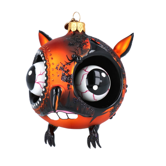 Dark Owl- Guardian of the Night.. Handmade Glass Christmas ornament. 2022-118