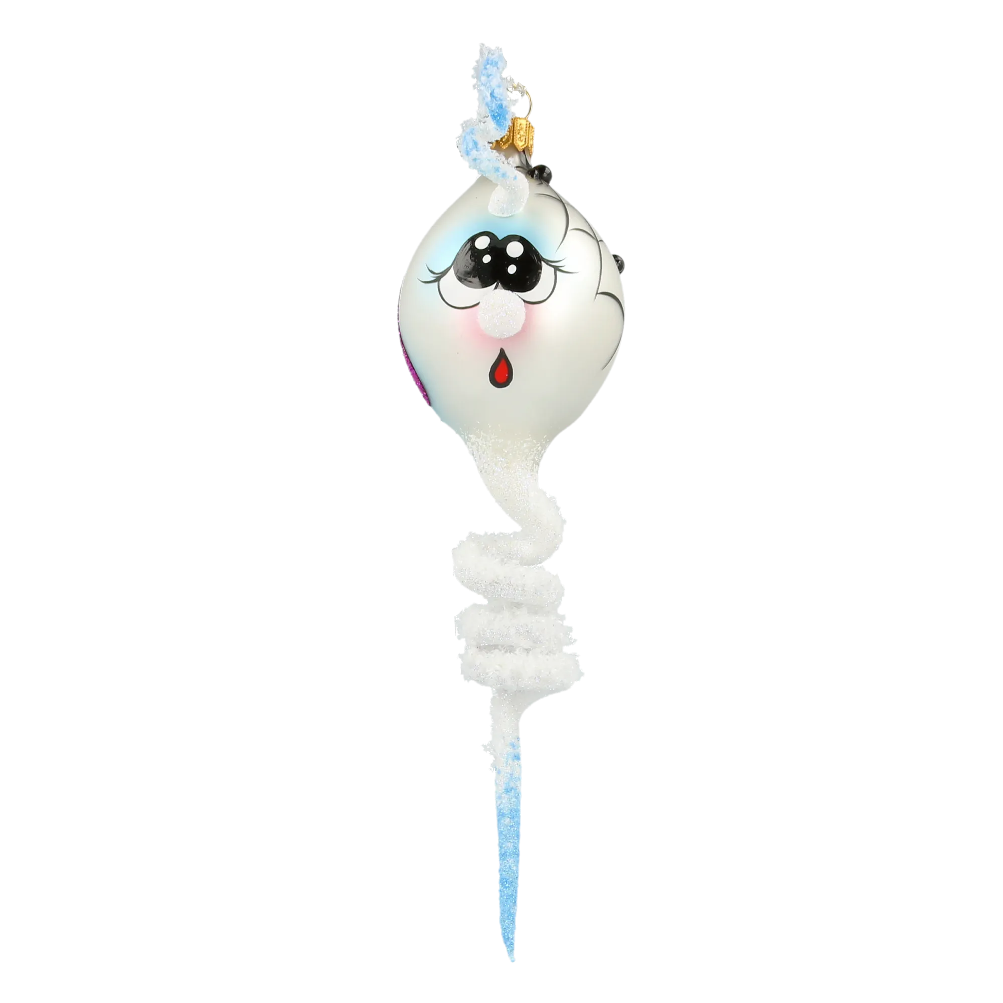 Frosty Boo Halloween Spiral  Handmade Glass Christmas ornament 2022-119