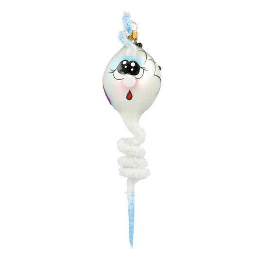 Frosty Boo Halloween Spiral  Handmade Glass Christmas ornament 2022-119