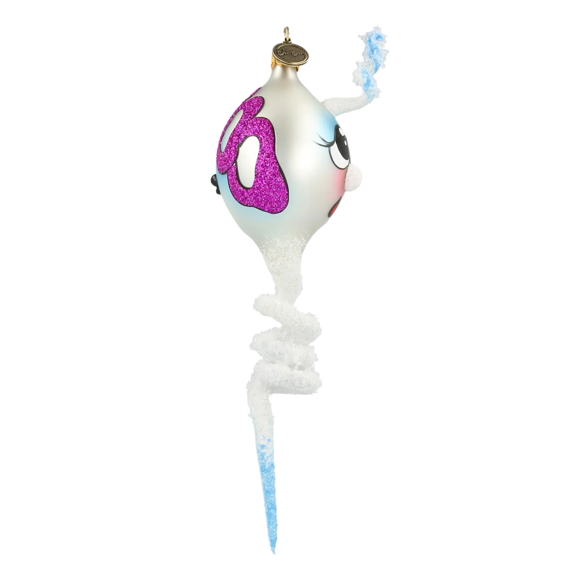 Frosty Boo Halloween Spiral  Handmade Glass Christmas ornament 2022-119