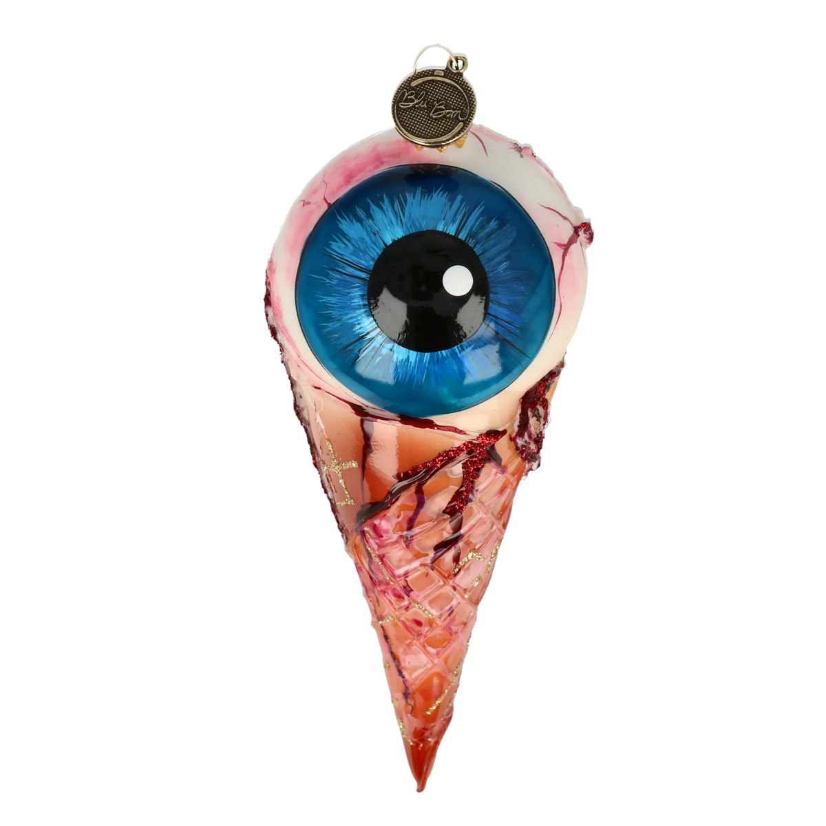 Piercing Sanguine Scoop | Hand-Painted Glass Ornament | Blubom 2022-146