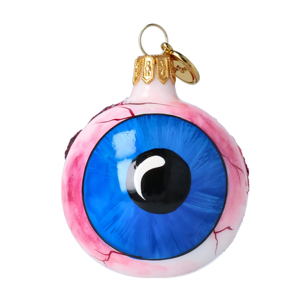 Sleepless Azure Gaze | Hand-Painted Glass Ornament | Blubom 2022-157