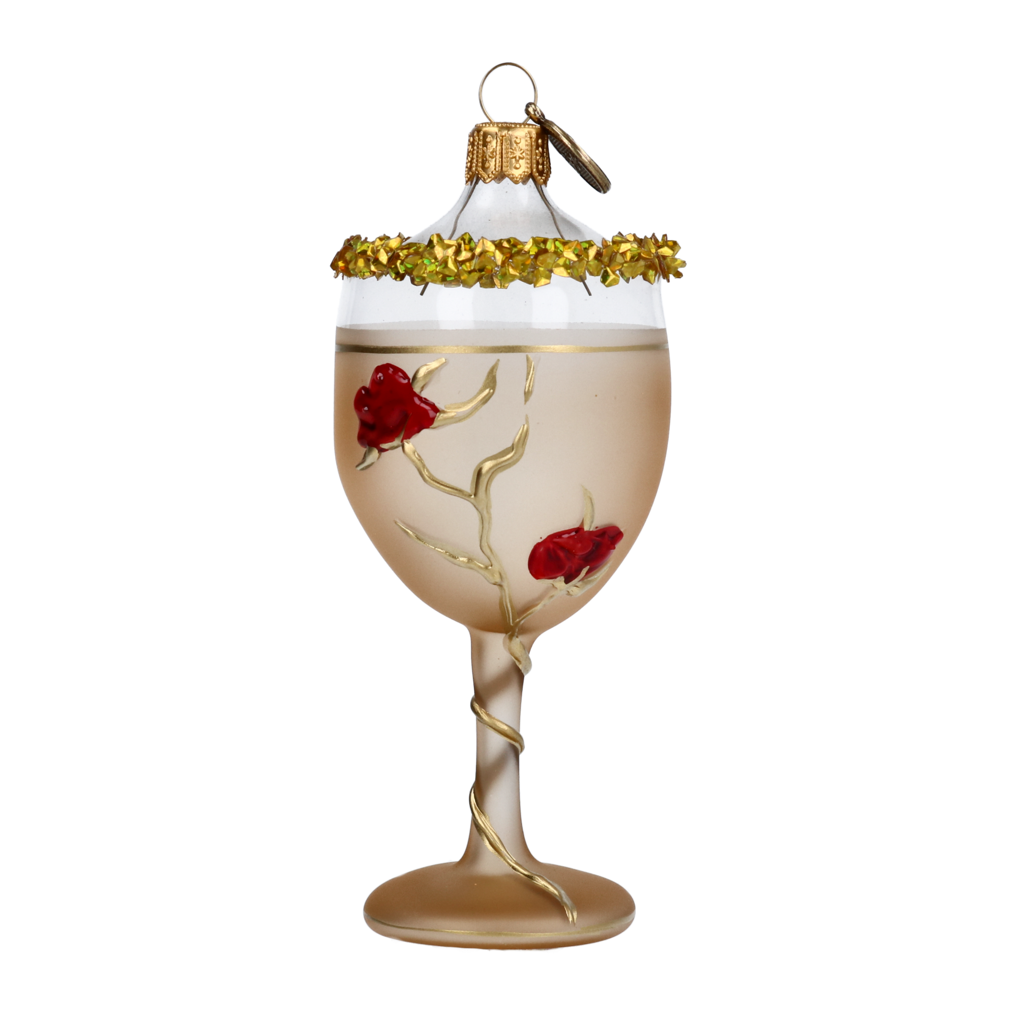 Kieliszek Wina z różami Sylwester Szklana Ozdoba
