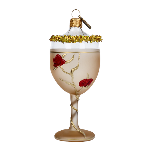 Kieliszek Wina z różami Sylwester Szklana Ozdoba