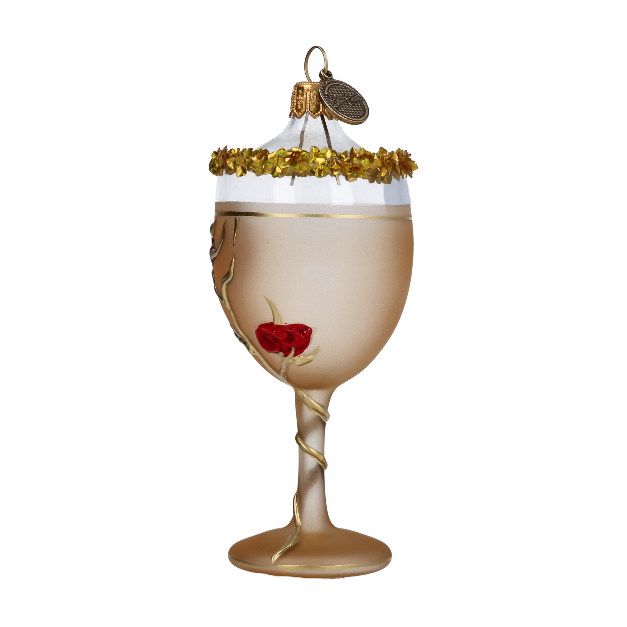 Kieliszek Wina z różami Sylwester Szklana Ozdoba