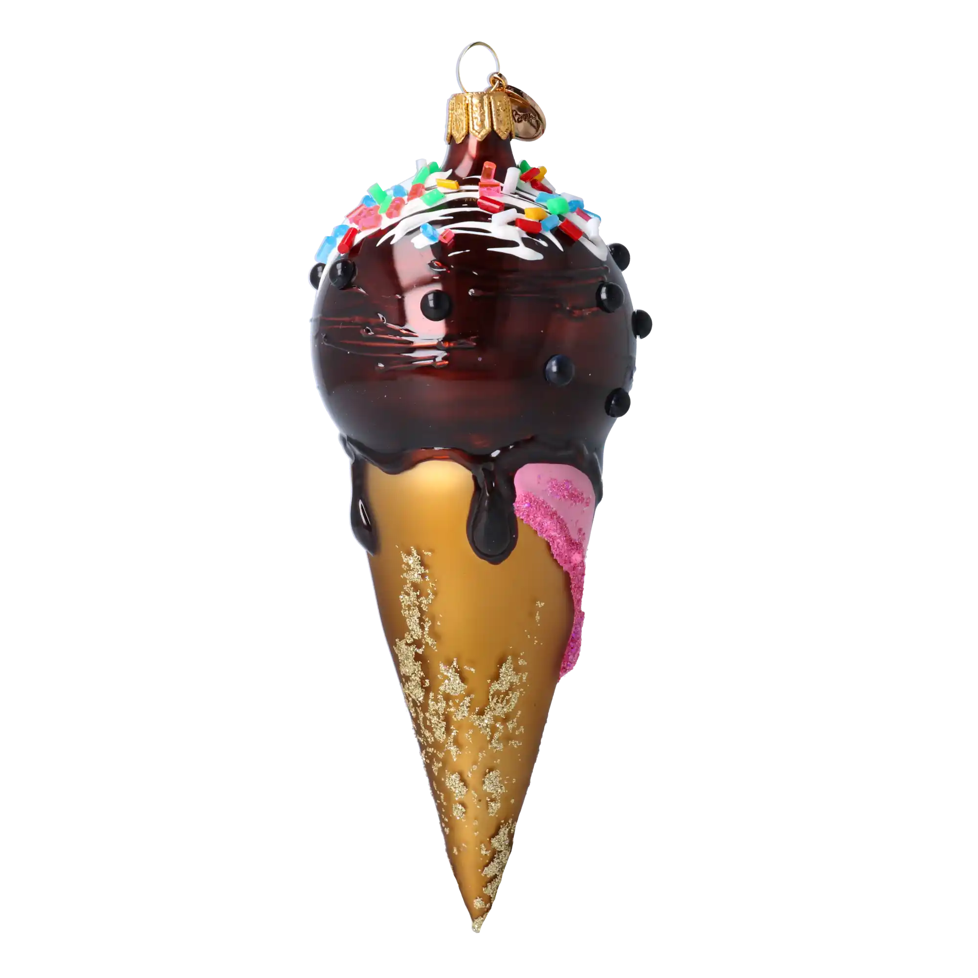 Czekoladowy Rożek Lodowy Szklana Ozdoba Czekolada z posypką Lody