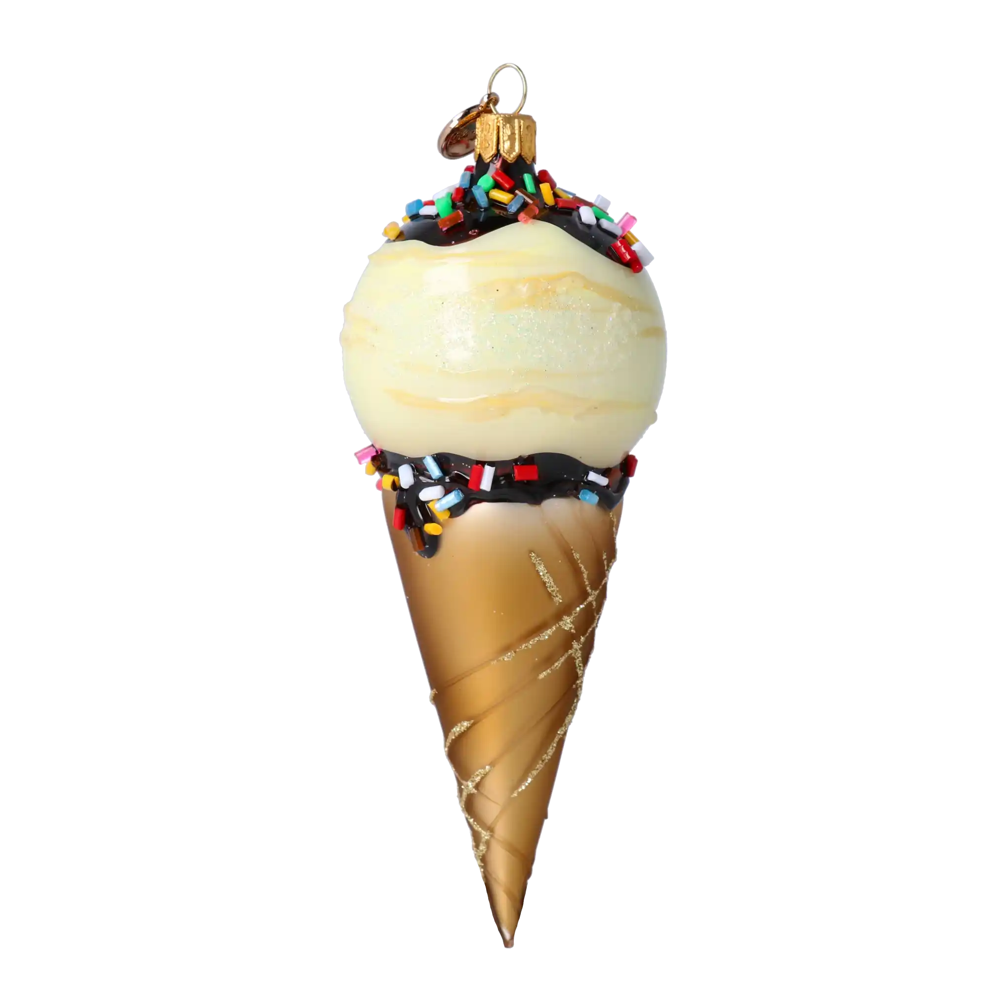 Waniliowy Rożek Lodowy Szklana Ozdoba Lody z cukierkową posypką