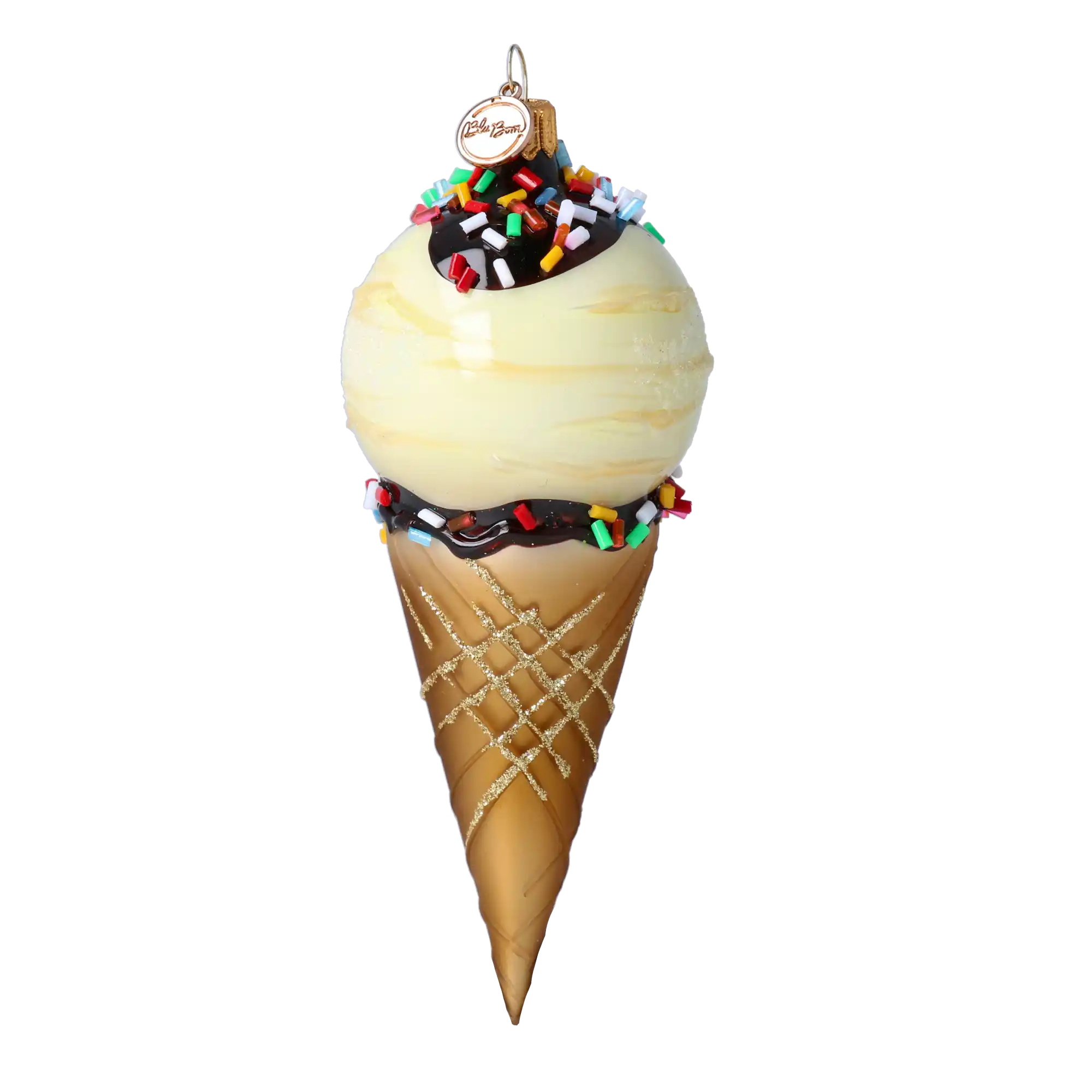 Waniliowy Rożek Lodowy Szklana Ozdoba Lody z cukierkową posypką