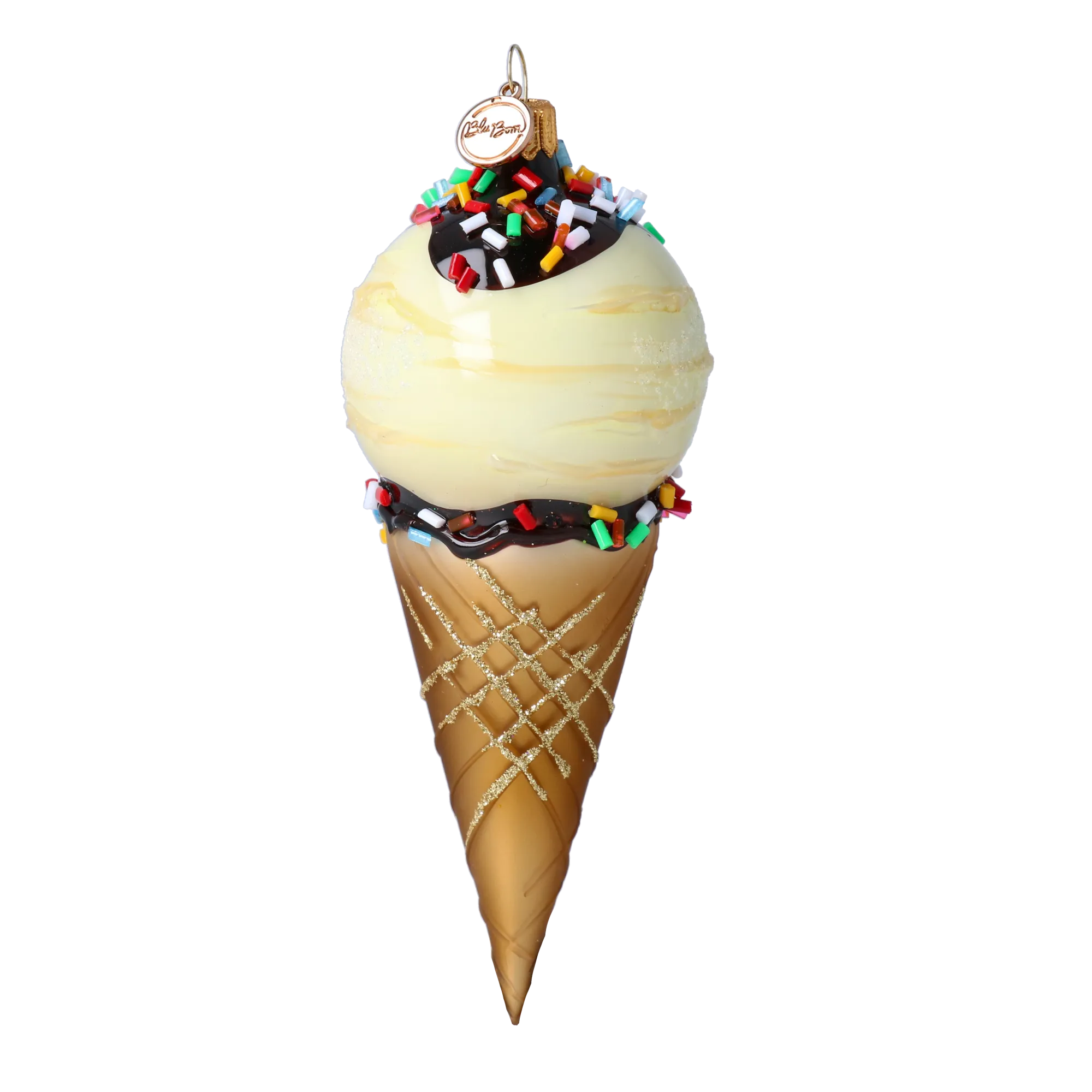 Vanilla Ice Cream Cone Handmade Glass Christmas ornament 2022-177