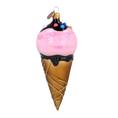 Load image into Gallery viewer, Strawberry Ice Cream Cone Glass Ornament Handmade Glass Christmas ornament 2022-178
