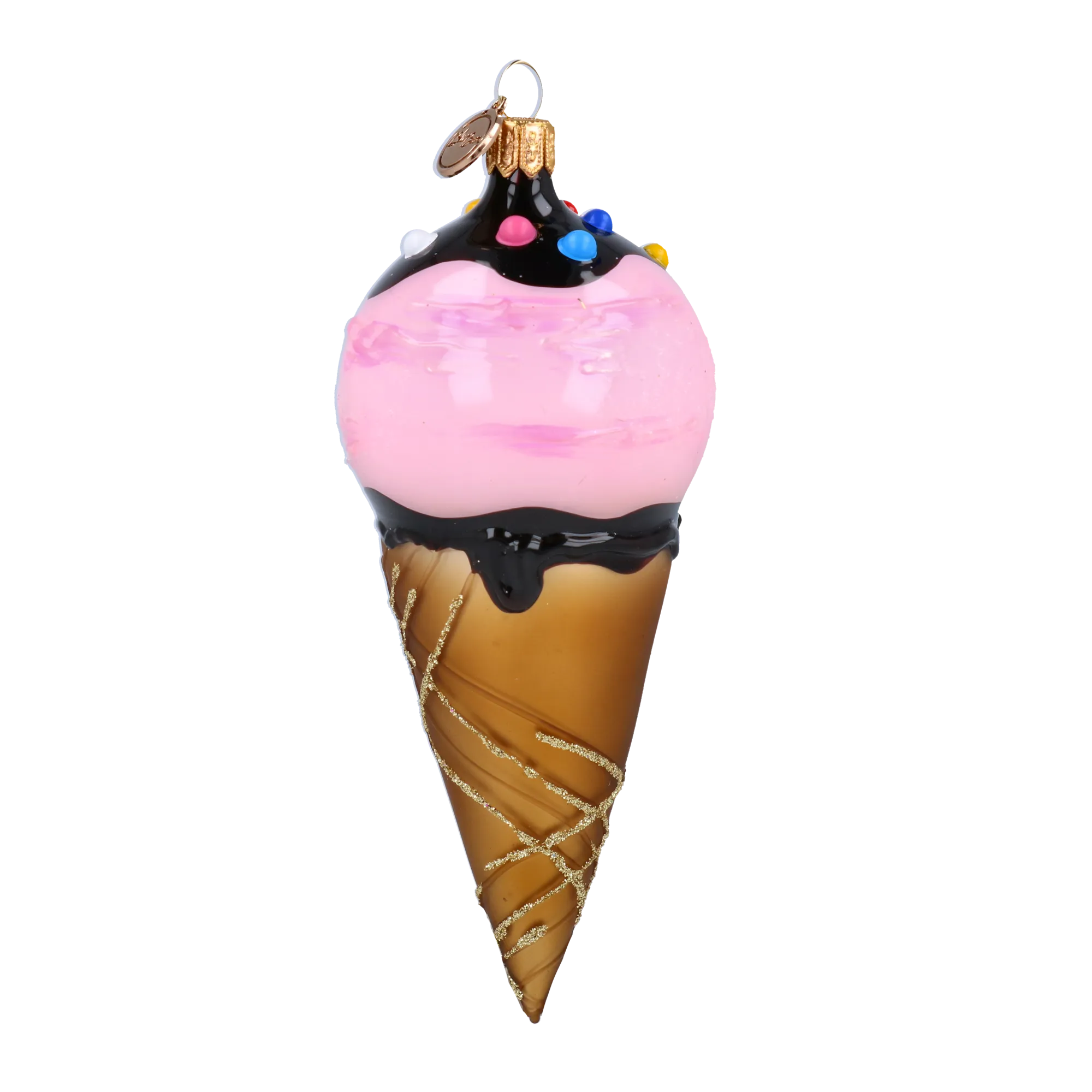 Strawberry Ice Cream Cone Glass Ornament Handmade Glass Christmas ornament 2022-178